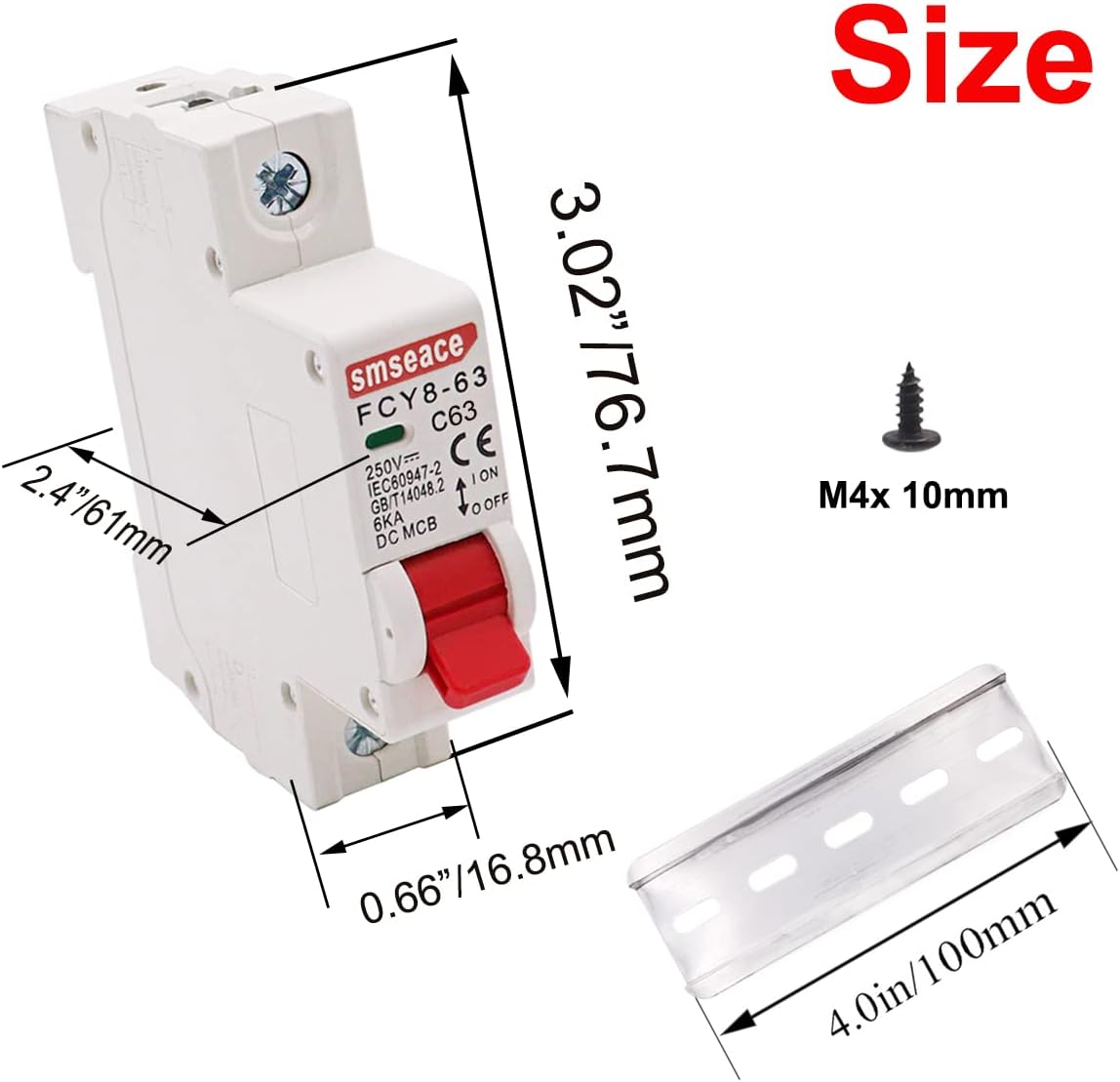 Buy smseace DC Miniature Circuit Breaker, 63A 1P 250V DIN Rail Mounted