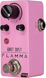 FLAMMA Pedal De Distorção Fc20 Para Guitarra Elétrica Com Efeito Alto Ganho E Controle Frequência Média Ajustável True Bypass
