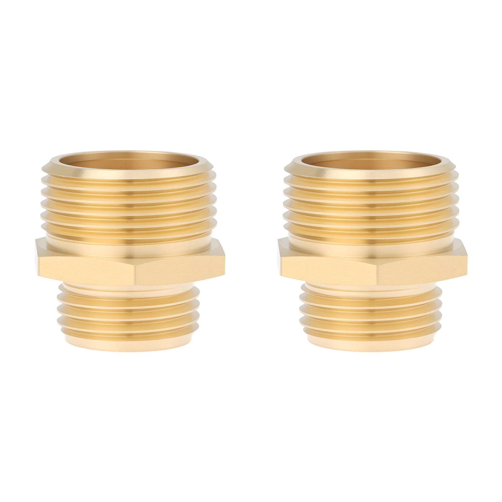VGOL 2pcs 3/4" GHT Male to 1" NPT Male Garden Hose Adapters Brass for Garden Tubes Pipes