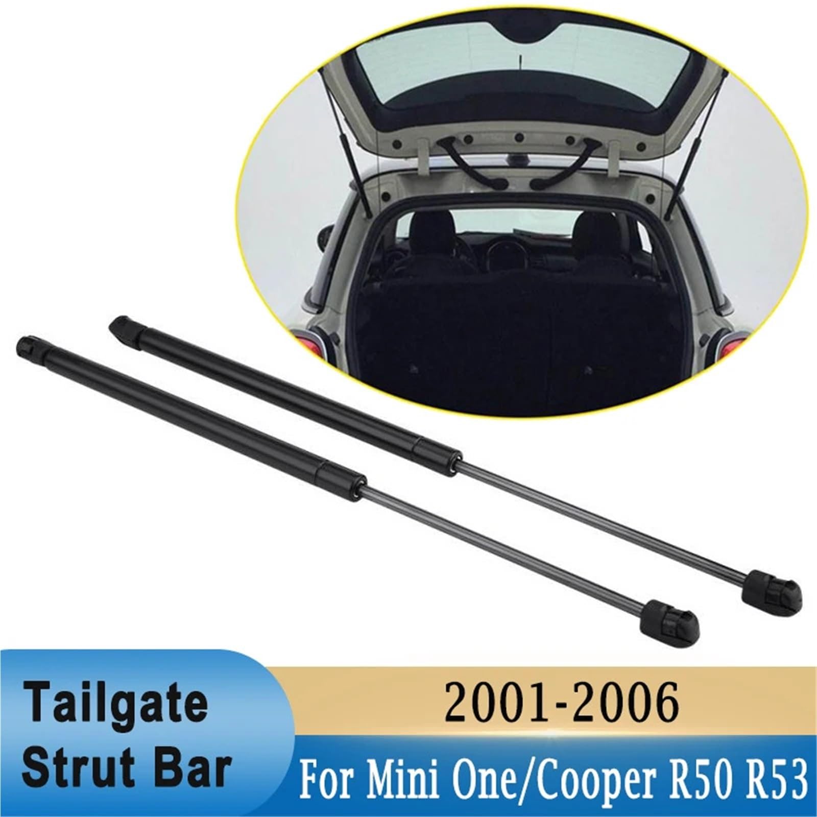 Amortyzator gazowy sprężyna gazowa Pasuje do Mini One, pasuje do Cooper R50 R53 2001-2006, siłowniki podnośnika klapy bagażnika, drążki drążkowe, siłowniki tylnych drzwi bagażnika