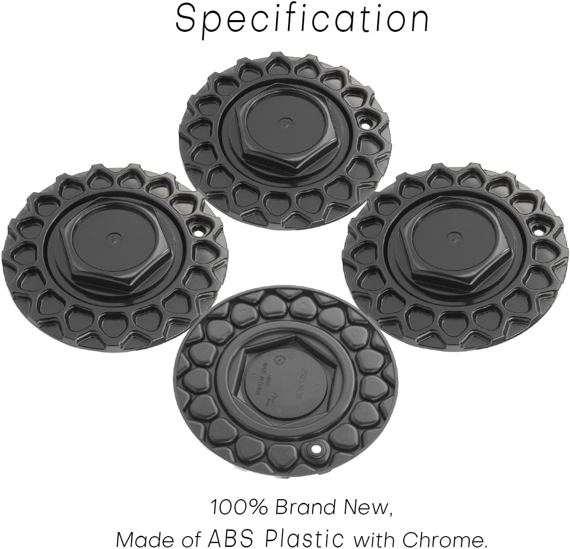 168mm 6.61in Wheel Center Caps for BBS-Style 09.24.004 09.24.028 Wheel Center Hubcaps, 4 Pack Black Center Cover Replacement
