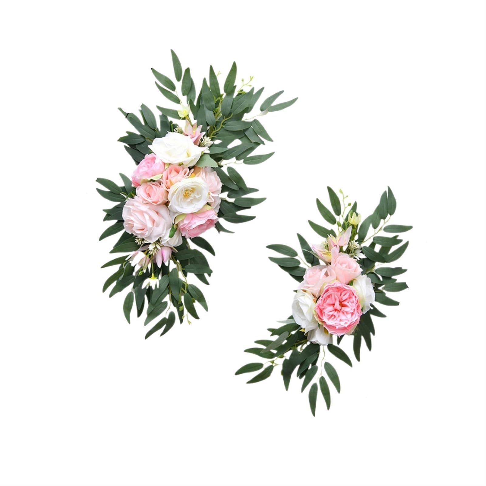 WJIAYAO Artificial Wedding Arch Flowers Kit 2Pcs Artificial Wedding Arch Flowers Kit Garlands Silk Floral Welcome Sign for Ceremony Party Reception(B Pink)