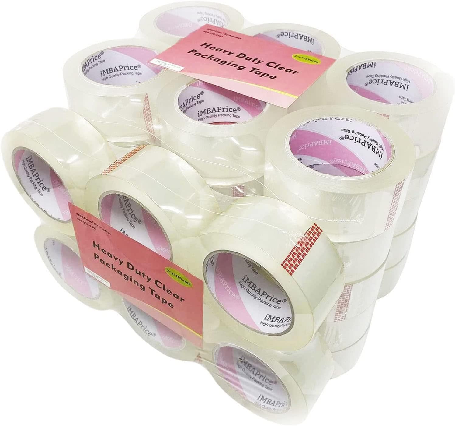 iMBAPrice 2-Inch Clear Plastic Adhesive Packing Tape, 36 Rolls x 110 Yards (3,960 Yards Total) – Strong Box Sealing Tape for Shipping, Moving, Storage, and Packaging Refill, 36-Pack