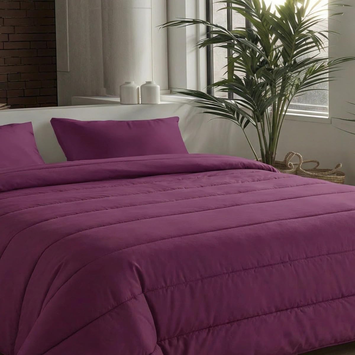 Zelesta® Comfort Uni Sommerbettdecke ohne Bezug – 2-in-1 Kühldecke für den Sommer, Atmungsaktiv, Leicht & Waschbar 40°C, Temperaturregulierend, Mikrofaser Bettdecke (Bordeaux, 140x200cm)