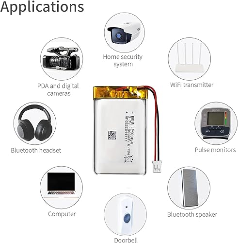 Miniatura 6 de EEMB Paquete de 4 baterías de polímero de litio de 3.7 V 1800 mAh 963450 Lipo con conector JST de cable para altavoz y dispositivo inalámbrico,