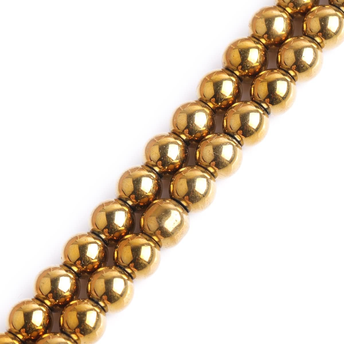 GEM-insid 6mm Natural Gold Hematite NonMagnetic Round Beads for Jewelry Making Bracelets Necklace 15"