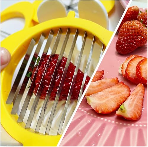 Miniatura 4 de Cortador de huevos 3 en 1 con cuchillas de metal para huevos duros y frutas suaves, cortador de huevos duros duros de acero inoxidable, cortador de