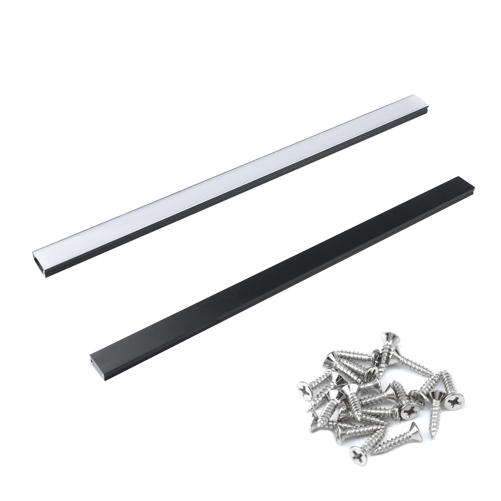 UTALIND 10 Pcs LED Strip Light Track 1 ft Channel System 45°Curved Thicker Led Diffuser Cover Segments for Strip Tape Light Track, with Mounting Clip and Screws (Black)