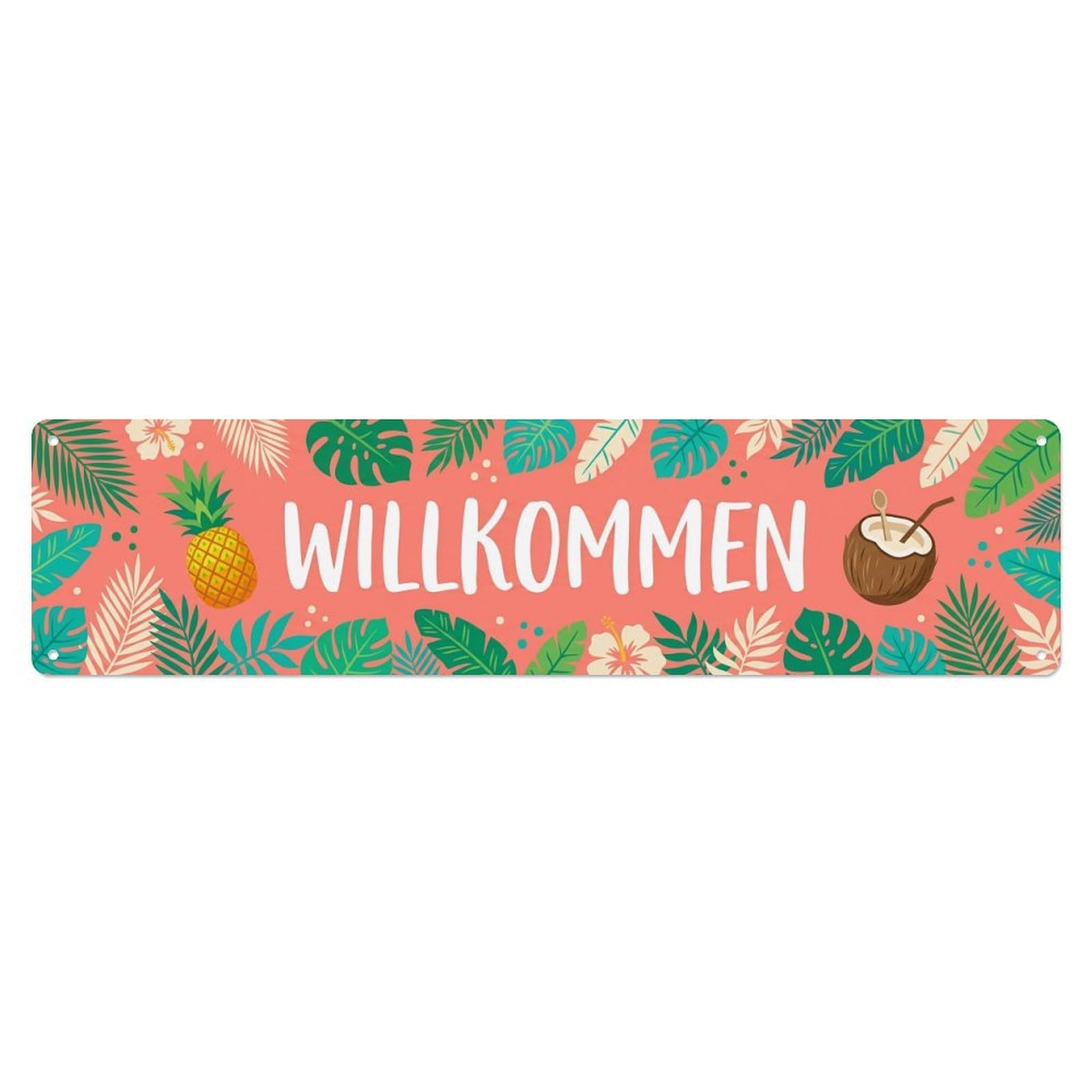 Coral Pink Tropical Smoothie Beach Bar Welcome Metal Tin Sign Plaque Wall Decor for Cafe, Club Bar, Office, Home Garden Metal Poster 4x16Inch