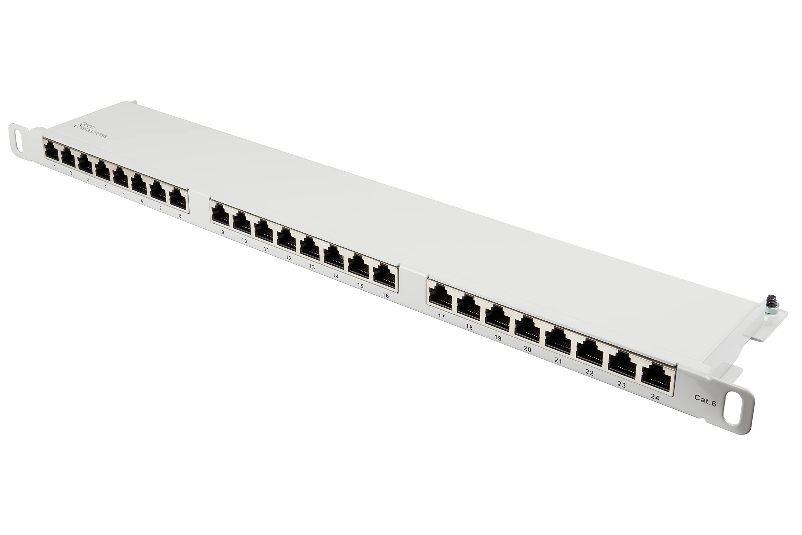 Good Connections® Panel de conexión/Panel de Conexiones - 19" - Montaje en Servidor/Montaje en Rack - CAT6, 500 MHz - habilitado para GIGABIT - 24 Puertos - 0.5 U - STP blindado - Apertura sin