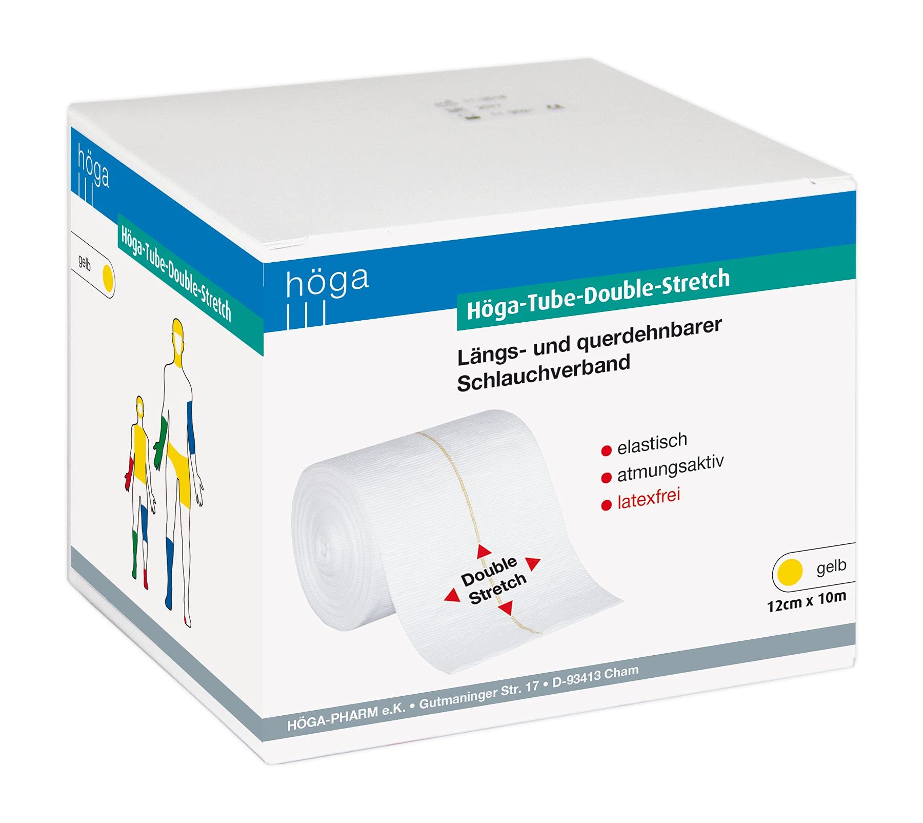 Höga Pharm Tube-Double-Stretch Pansement extensible extensible extensible Jaune 12 cm x 10 m