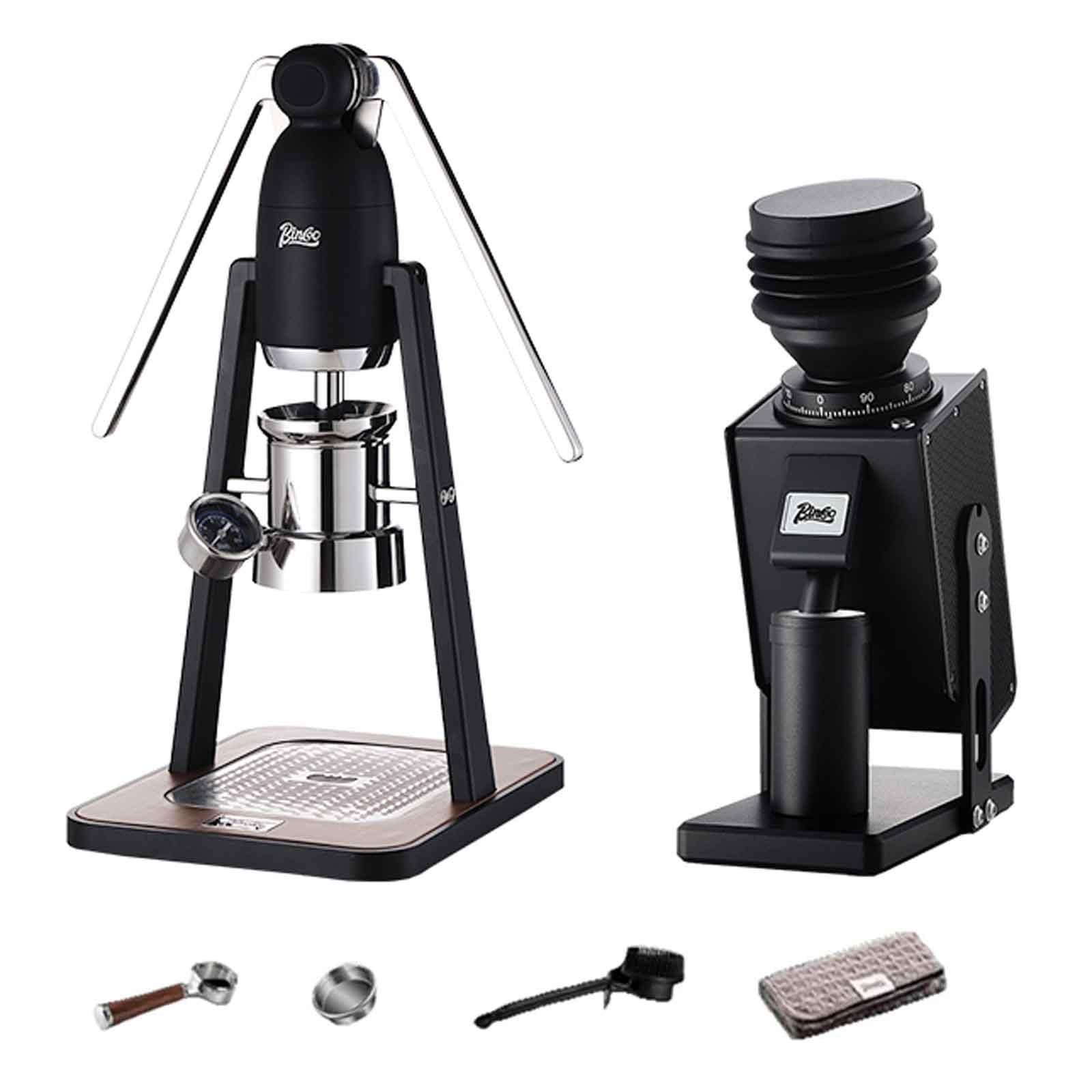 Macchina per caffè Espresso a Leva Manuale con macinacaffè, Macchina per caffè Espresso Manuale a Leva Diretta con Pre-ammollo e Sistema, manometro con visualizzazione in Tempo Reale, macch