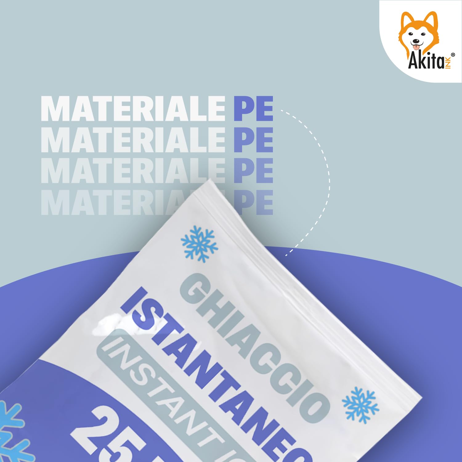 Akitaink Hielo instantáneo desechable, bolsa de polietileno polietileno, caja de 25 unidades, tamaño 14 x 18 cm, fabricado en Italia