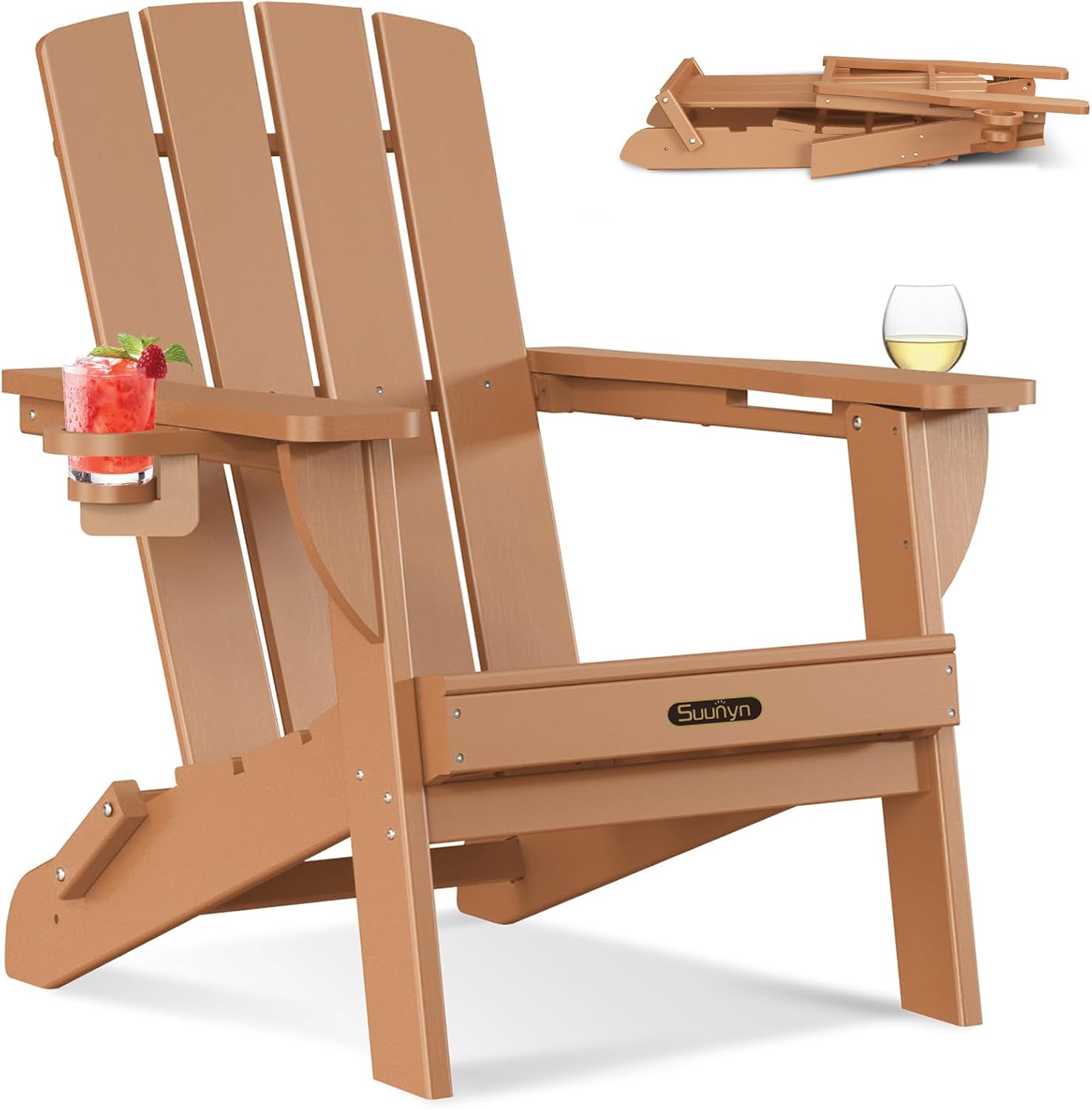 SUUNYN Folding Adirondack Chair, HDPE AllWeather Fire Pit