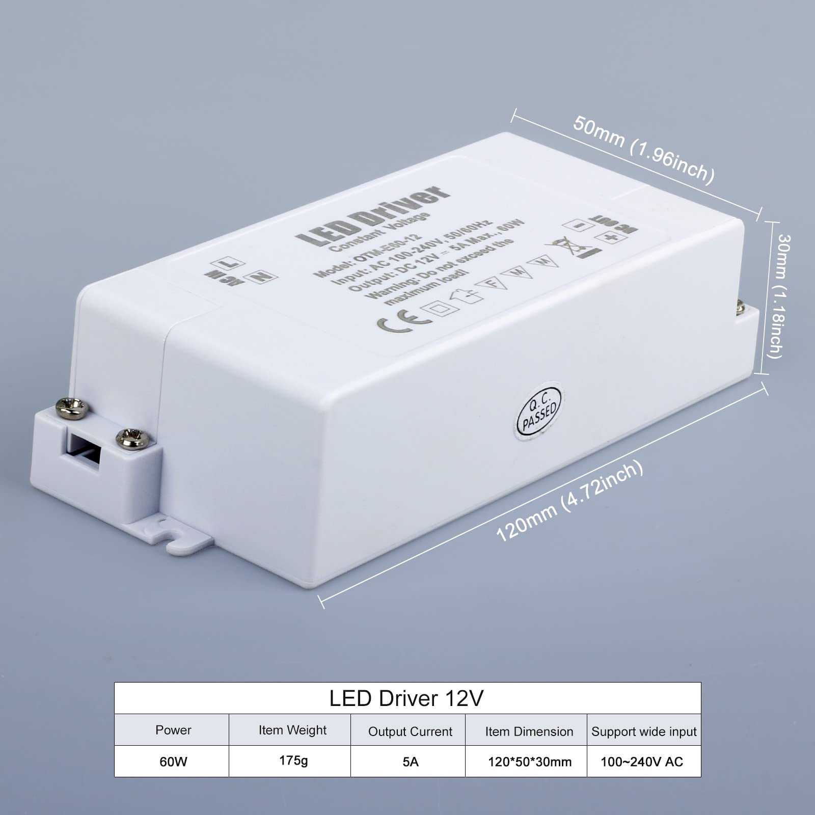 Arote LED Trafo DC 12V 5A 60W Netzteil Netzadapter Adapter Power Supply Transformator Treiber mit Kaltgerätestecker für 5050 3528 SMD LED Streifen Strip Stripe RGB Leiste
