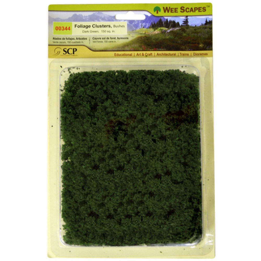 Wee Scapes Architectural Model Foliage Clusters bushes (dark green) pack of 150 sq. in.