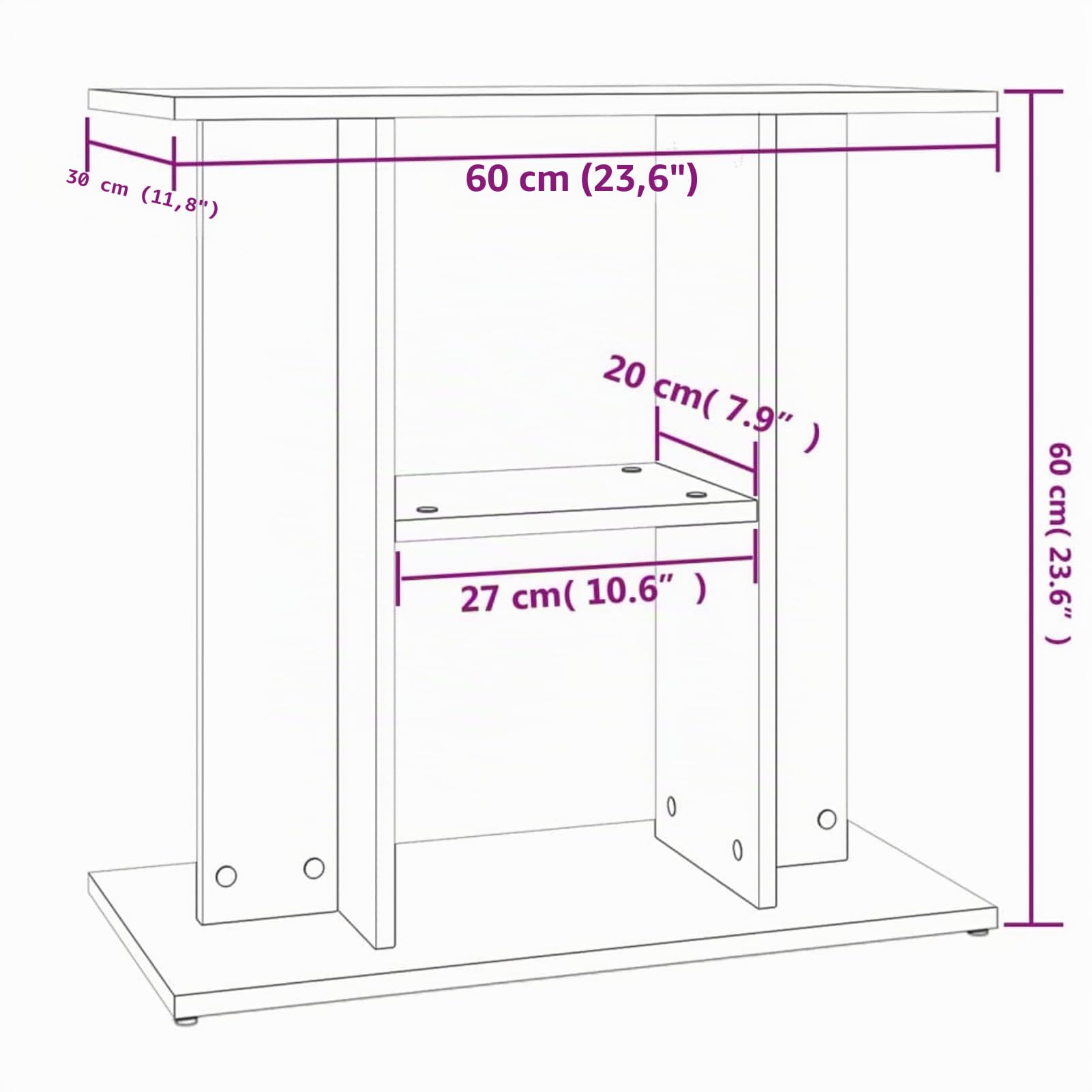 Homgoday Soporte para Acuarios Roble Ahumado - Estable y con 3 Niveles de Almacenamiento, Diseño Elegante y Resistente a la Humedad