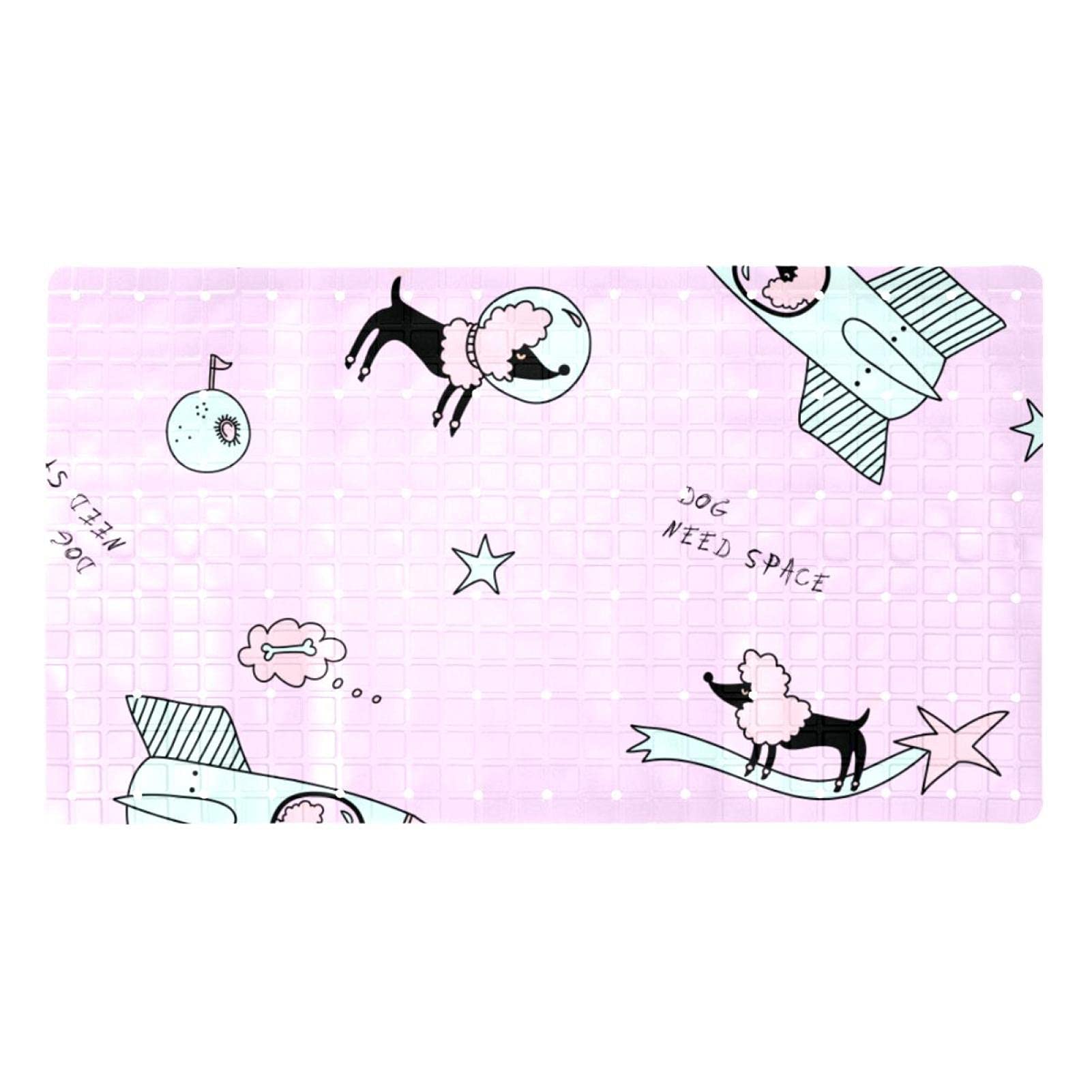 Tapis de douche antidérapant haut de gamme lavable en machine au motif caniche chic
