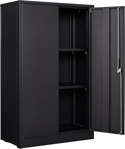 Waqiv Archivador pequeño plegable con puertas y estantes, gabinete de almacenamiento de garaje con bloqueo de 41.97 pulgadas de alto, cabiniet de