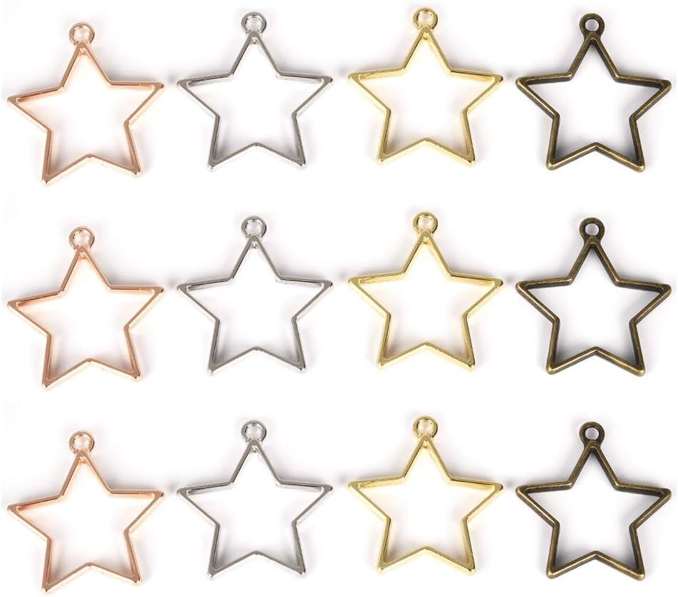 OBSEDE Star Open Bezel Charms for Resin Back Bezels Frame Pendant Blanks Hollow Mold for Jewelry Making 20pcs