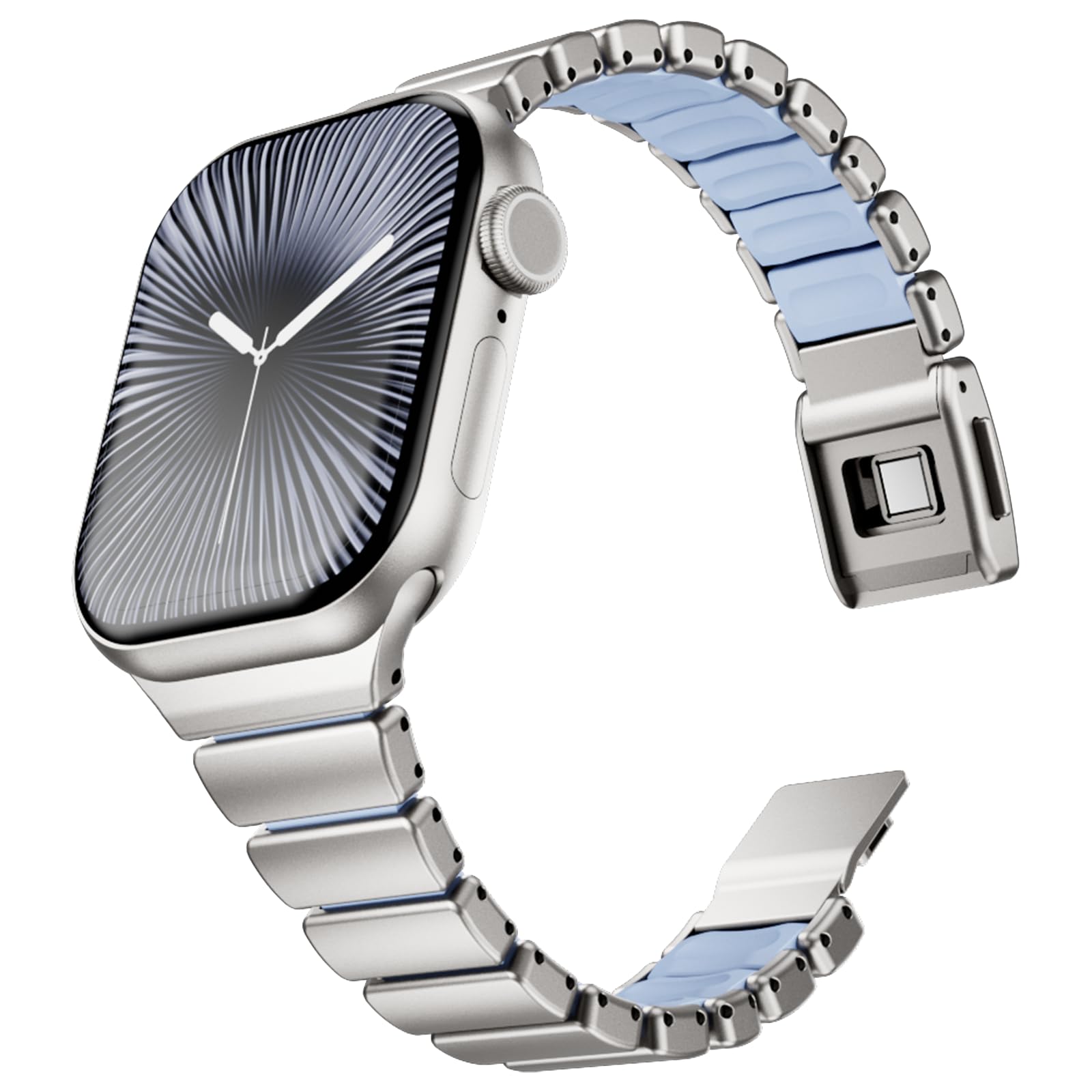 SEURE Pasek do zegarka Ultra 49, 46, 45, 44, 42, 41, 40, 38 mm, stal nierdzewna, metal, silikon, podwójna warstwa DLC, zapasowy pasek z magnetycznym zapięciem zatrzaskowym do serii 10 11 (czarny)