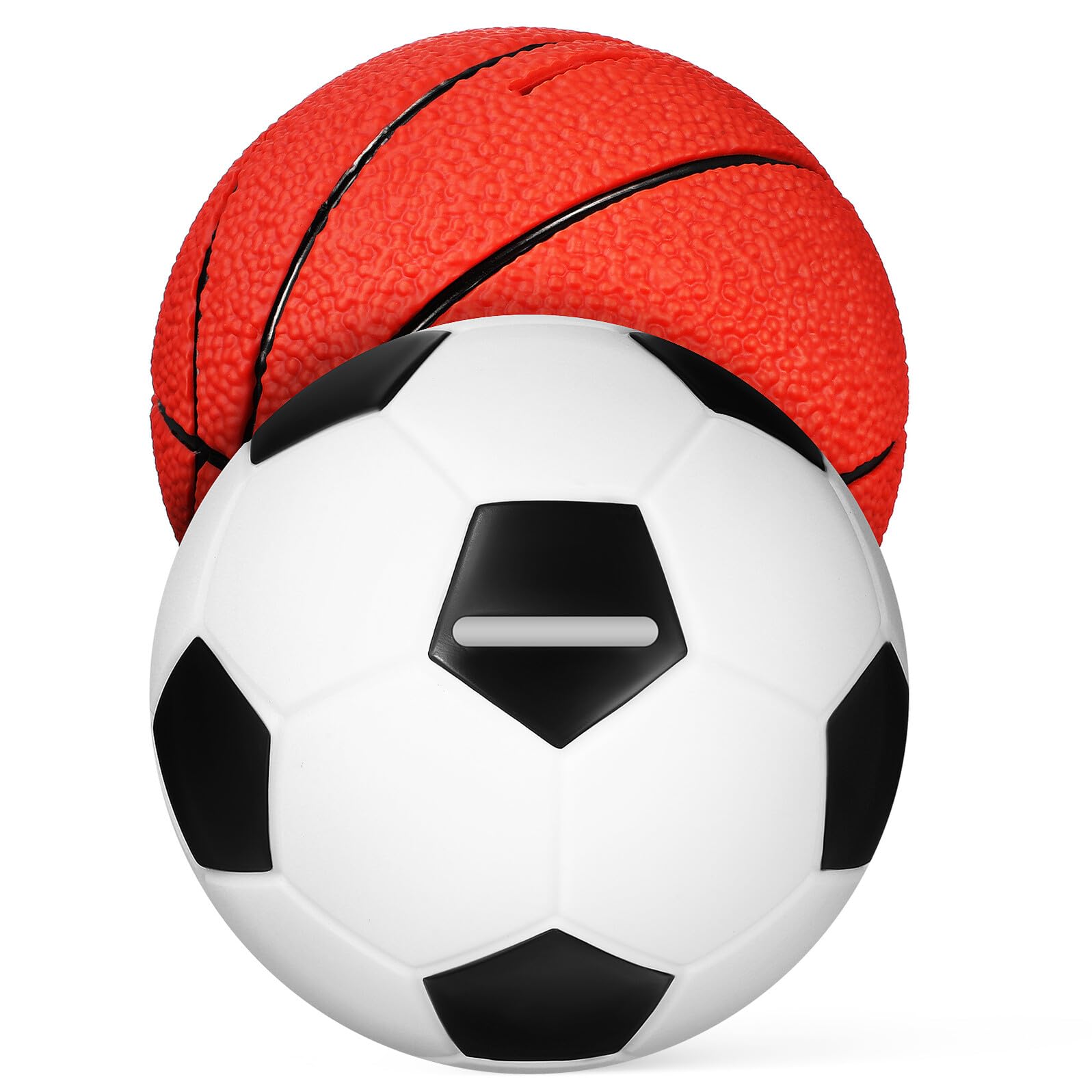 Salvadanaio Cartoon in Vinile, Set 2 Pezzi, Pallone | Basketball e Soccer Ball, per Bambini e Genitori, Decorazione Casa e Compleanno