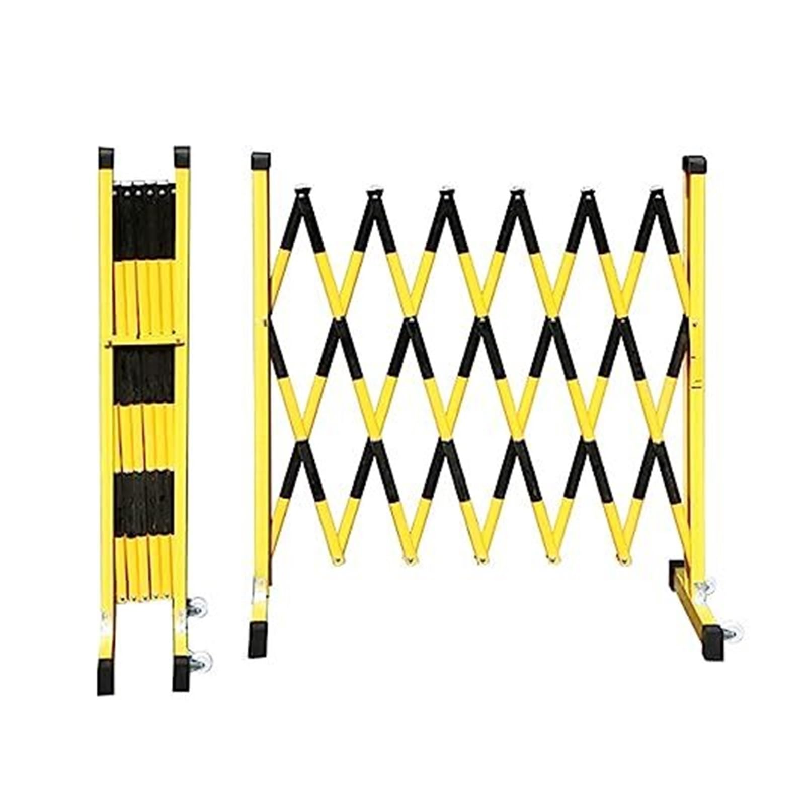 safety barriers Industrial Expandable Barricade Mobile Safety Barrier Gate with Locking Casters, for Driveway Warehouse(Yellow Black,1.2 * 4m)