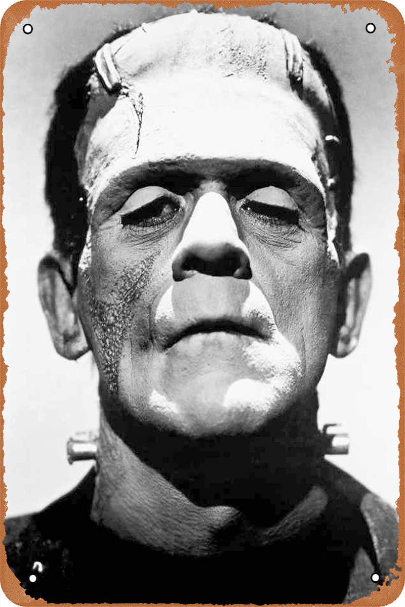 LAQI&NDS Retro Metal Sign Frankenstein Movie Poster for Cafe Bar Office Garage Hotel Bedroom Home Wall Decor Vintage TIN Sign Gift 12 X 8 inch