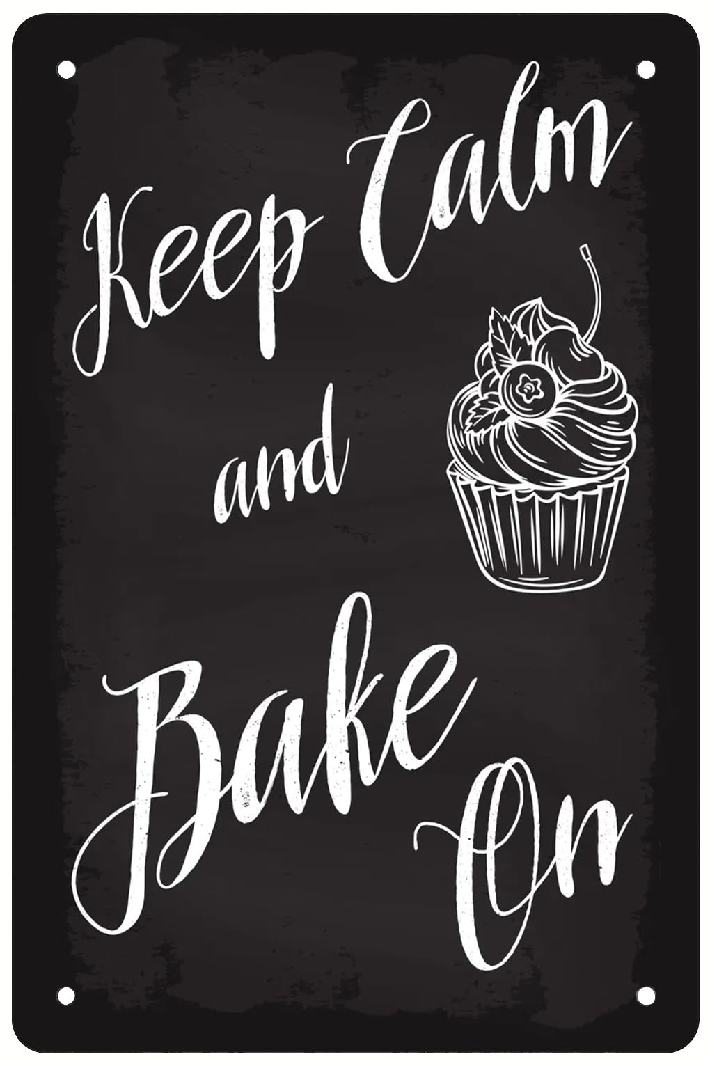Fjqwklf Black Keep Calm And Bake On Retro Funny Metal Sheet Signs Wall Decoration 8X12inch