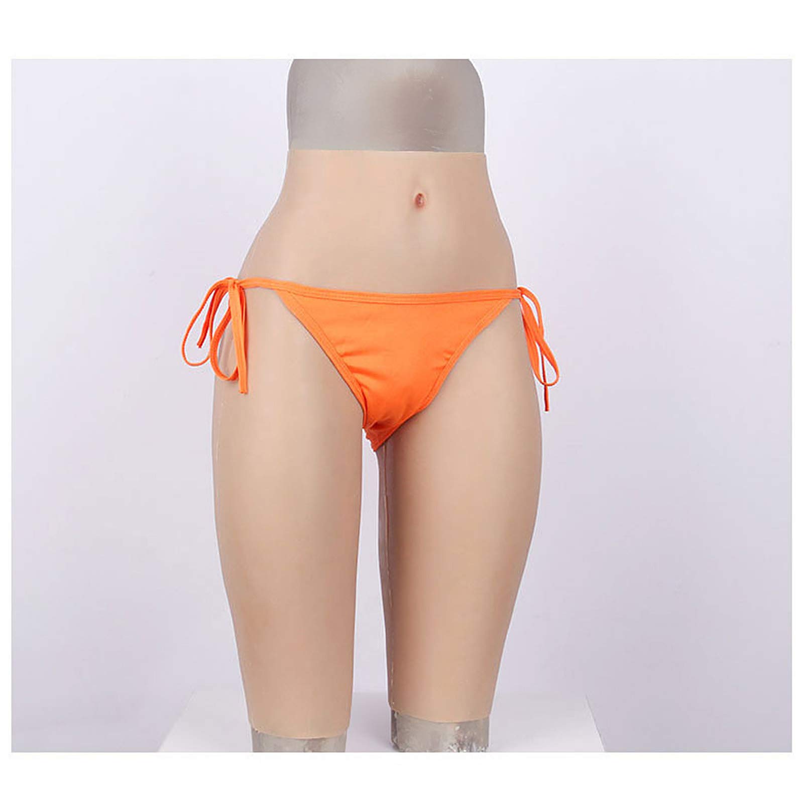 Vagina Falsa de Silicona Crossdresser Cintura Alta Pantalones de Cuatro Esquinas Ombligo Abundantes Nalgas (1-Ivory White,with Vagina)