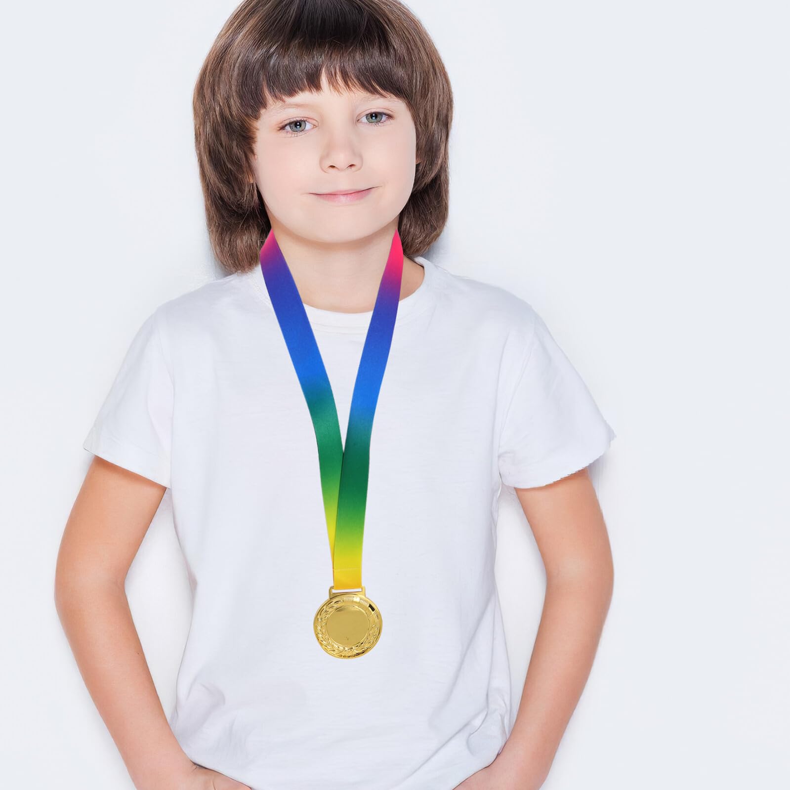 TOYANDONA Juego de Trofeos Deportivos 42 Cm con Medalla de Logro Deportivo de Oro y Cinta, Trofeo de Competición Deportiva para Torneos y Campeonatos, Premio Atlético Completo