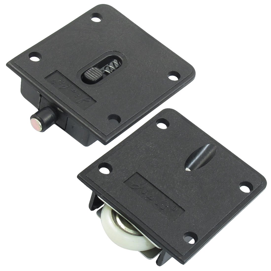 Aexit Black Plastic Cabinet Hardware Plate 25mm Diameter Wheel Home Wardrobe Sliding Door Drawer Slides Roller Set