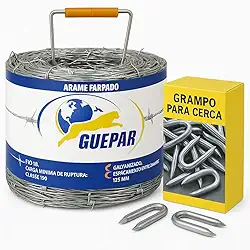 Kit Arame Farpado Galvanizado 250 Metros + 1kg Grampos – Cerca Rural, Fazenda e Chácara – Aço Resistente, Durável e Econômico