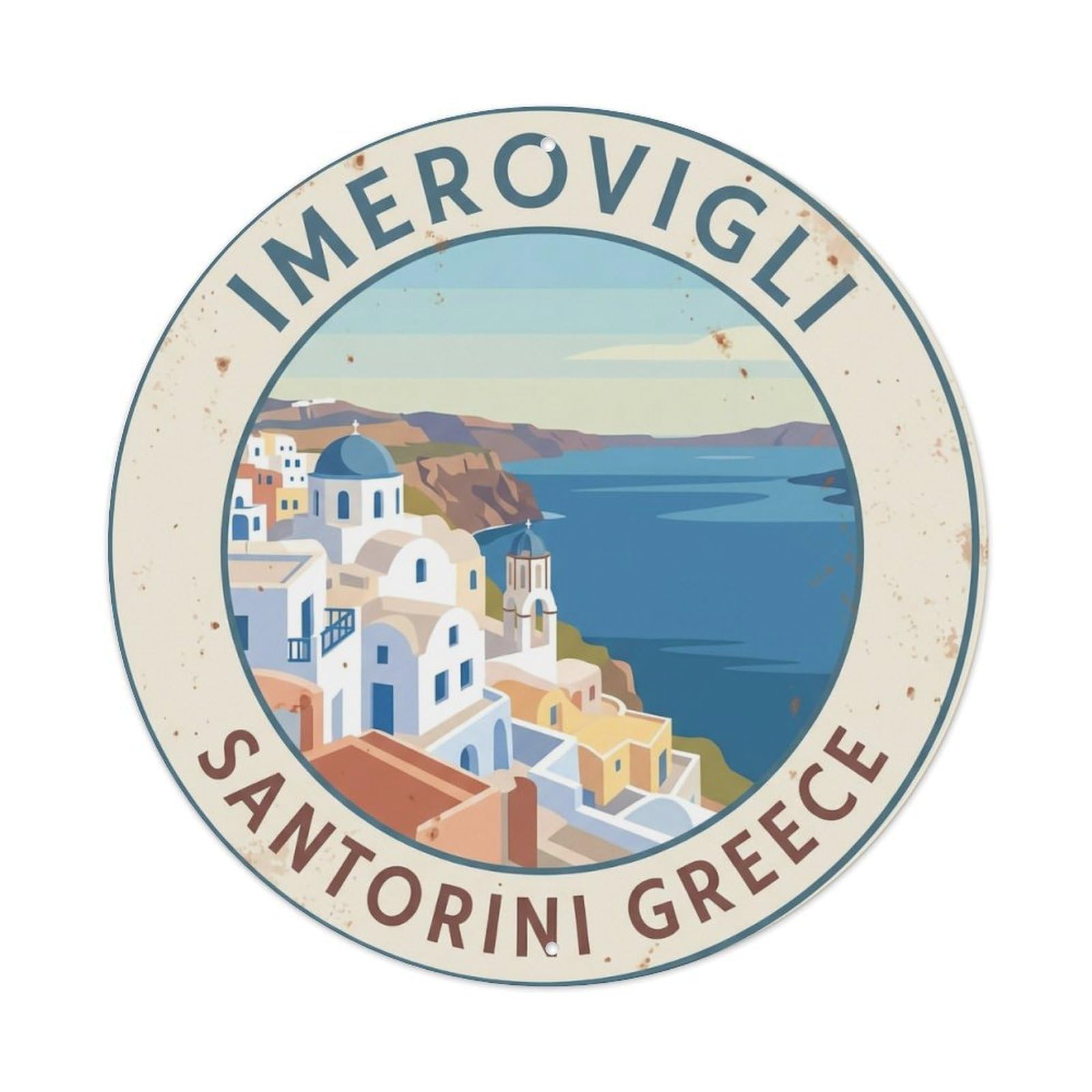 Vintage Travel Imerovigli Santorini Heights 3 Metal Tin Sign