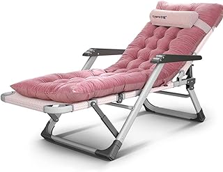 NO BRAND Tumbonas Jardin Fuera reclinado baño de Espesor, Tumbona Acolchada con Cierre cojín extraíble Playa y Respaldo Ajustable Patio Tumbona apoya 300 KG, Rosa (Color, Silla),Silla + Mat Rose