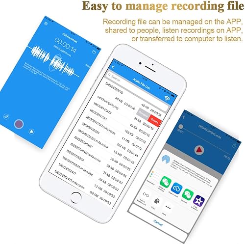 Miniatura 7 de Grabador de llamadas de teléfono celular Auricular para iPhone Llamadas celulares Skype Facebook Messenger Whatsapp Grabación de llamadas de voz