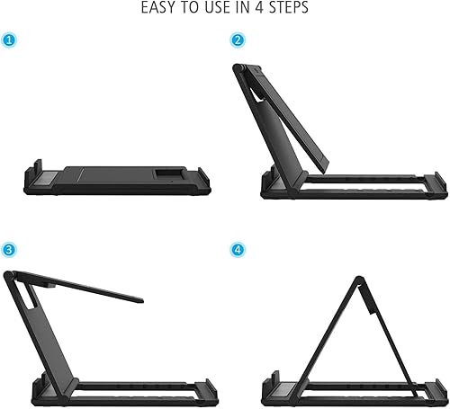 Miniatura 5 de Soporte plegable portátil y ajustable en ángulo para tableta, para escritorio, compatible con iPhone 15, 14, 13, 12, 11, iPad Pro Air Mini, Kindle