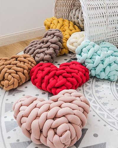 Miniatura 4 de Almohada de nudo tejida a mano Cojín de felpa de corazón Almohada de juguete Sofá Almohada Decoración del hogar Regalo 11.0 in 11 pulgadas (gris)