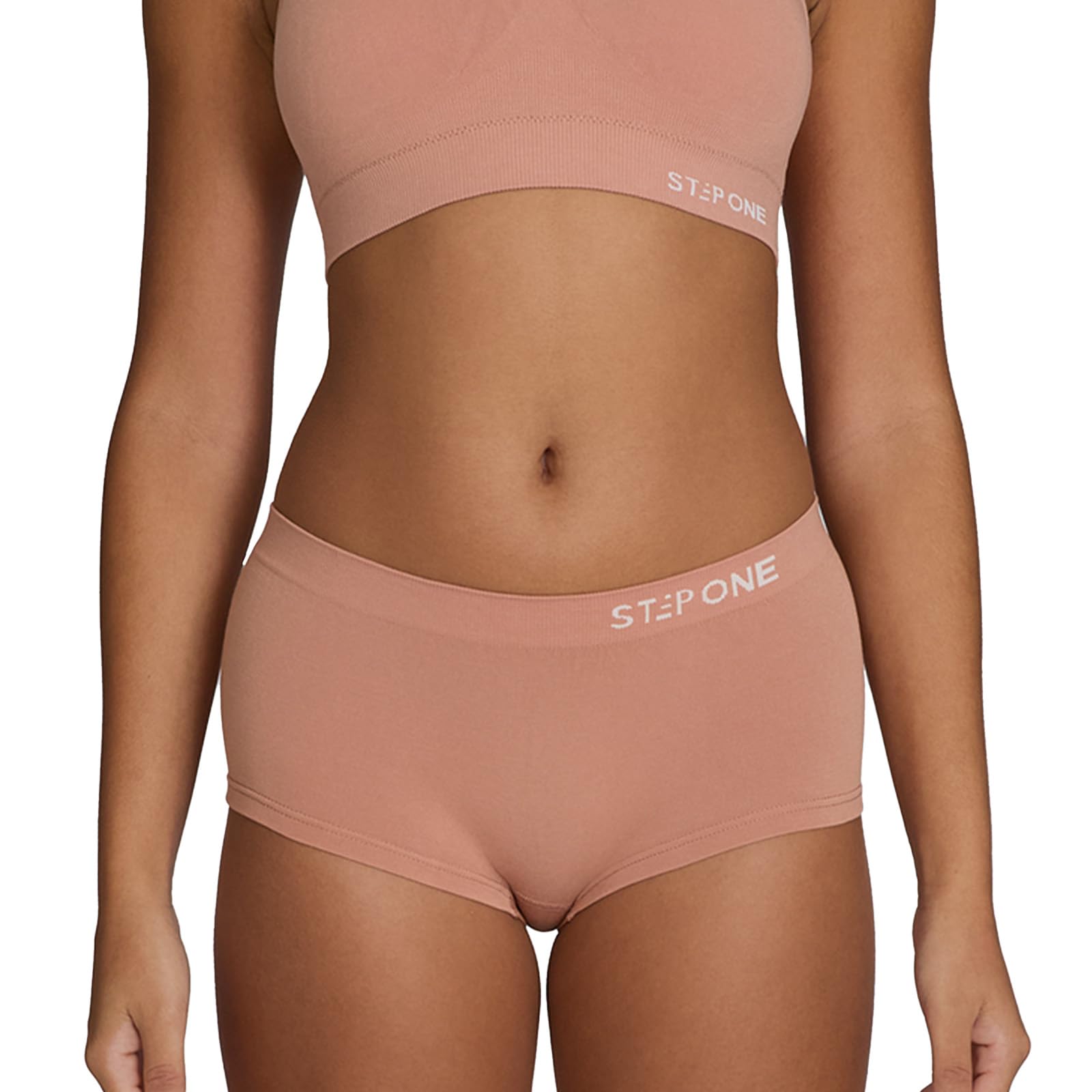 Step One Women's Nude Blush Smoothfit Boyleg Briefs. Ultra-Soft, Breathable Bamboo Moisture Wicking Underwear Hypoallergenic Underwear For Low Rise & Stretchy Large