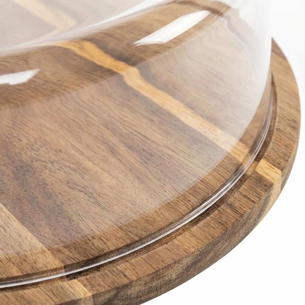 Boîte À Fromage Ronde en Bois 28 cm, Conservation Gâteaux, Tartes Et Aliments, Plateau De Service, Cave À Fromage avec Couvercle, Ustensile Cuisine, Rangement Frigo