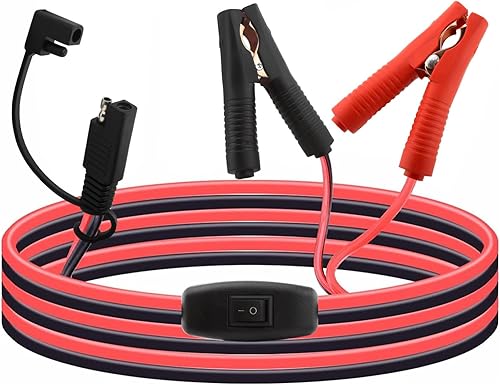 Miniatura 8 de Encendedor de cigarrillos macho a pinzas de cocodrilo, cable de cargador de batería, 16 AWG 12 V resistente enchufe de cigarrillos a clips de