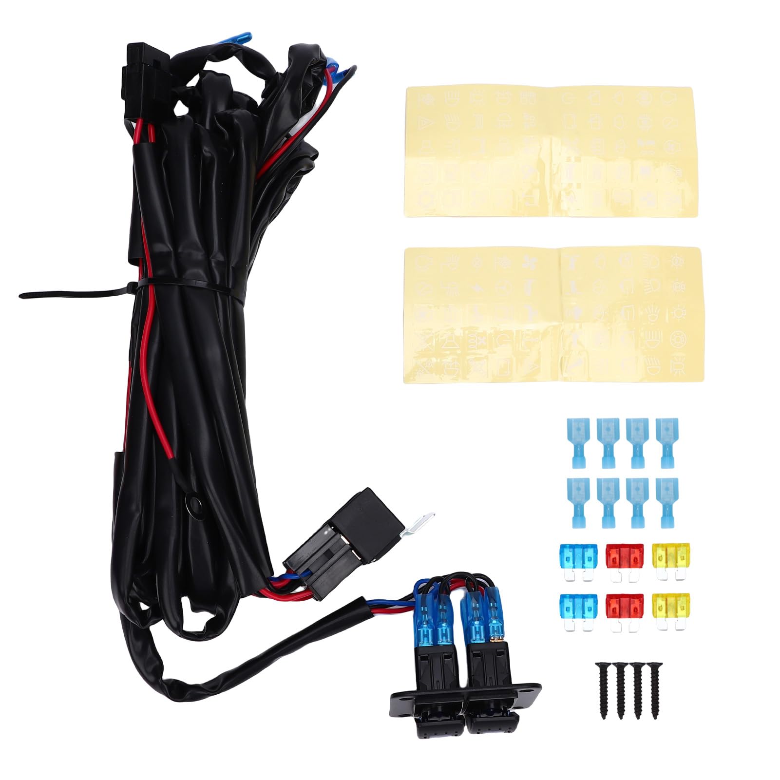 Tissting Kit Cableado Interruptor 2 Posiciones 16AWG Para Luces LED - Conjunto De Cableado De /9.84ft Con Fusible Y Relé Para Automóvil, Barco, Caravana