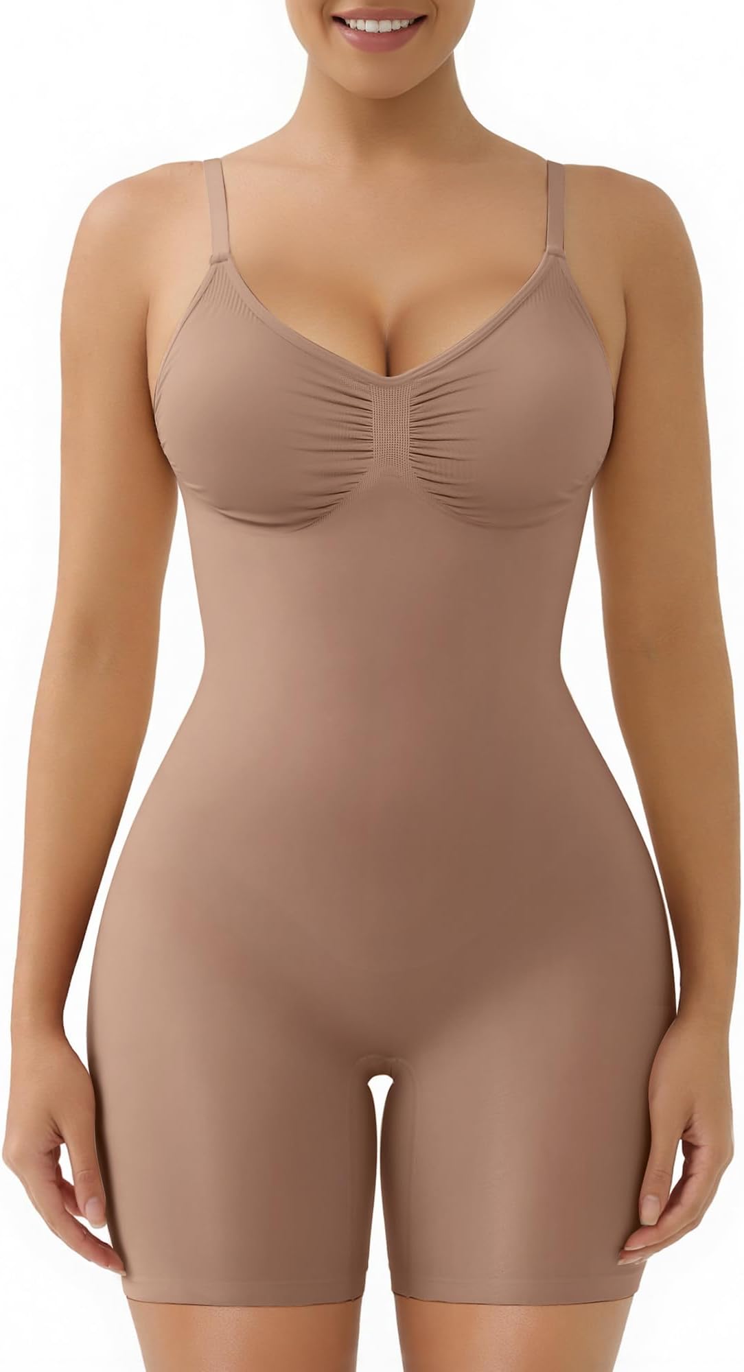 SHAPERX Shapewear for Women Tummy Control Bodysuit with Removable Pads Butt Lifter Body Shaper Shorts