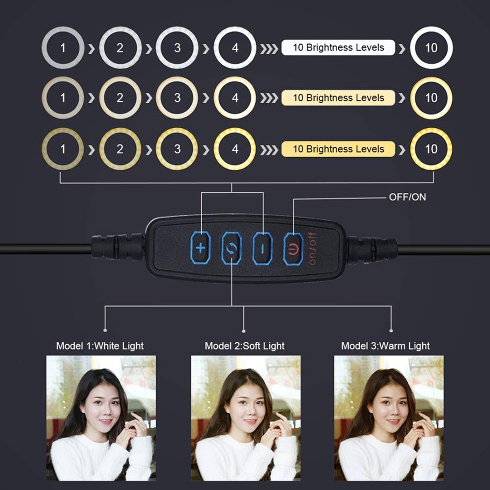 Luce ad Anello, Kit di Illuminazione per Selfie Video per treppiede con Luce ad Anello a LED da 6,2 Pollici, Telecomando Senza Fili, Supporto per treppiede Regolabile, 11 Livelli di luminos