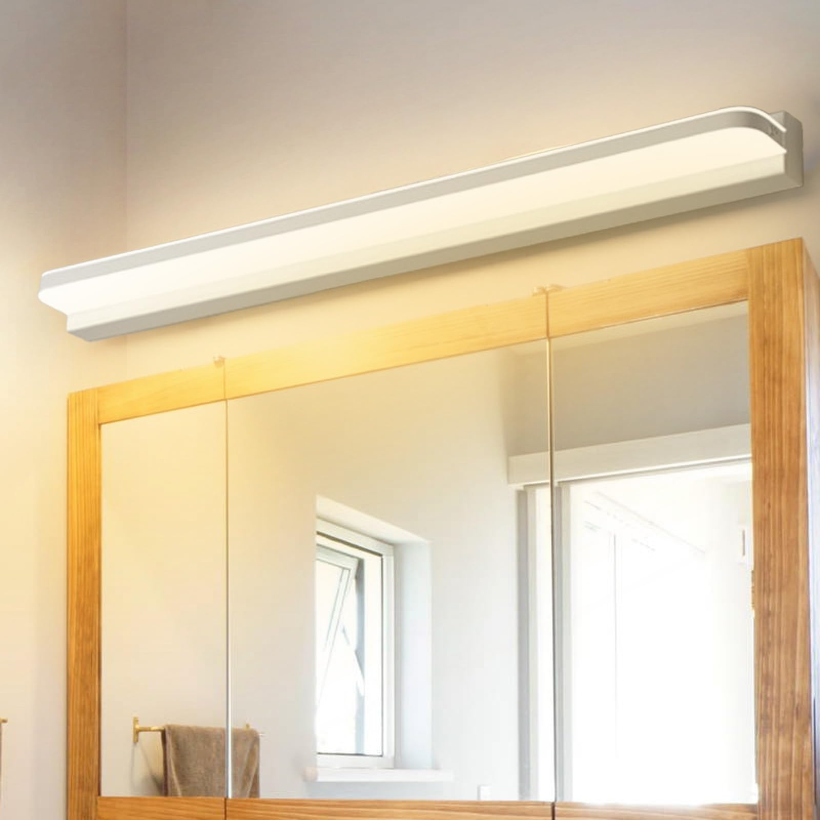 LED Spiegelleuchte Bad Wasserdicht Wandleuchte Modern Minimalistisch Lange Wandbeleuchtung Bildbeleuchtung Metall Wandleuchten Wohnzimmer Schlafzimmer Schminktisch (Weiß Warmes Licht,110cm)