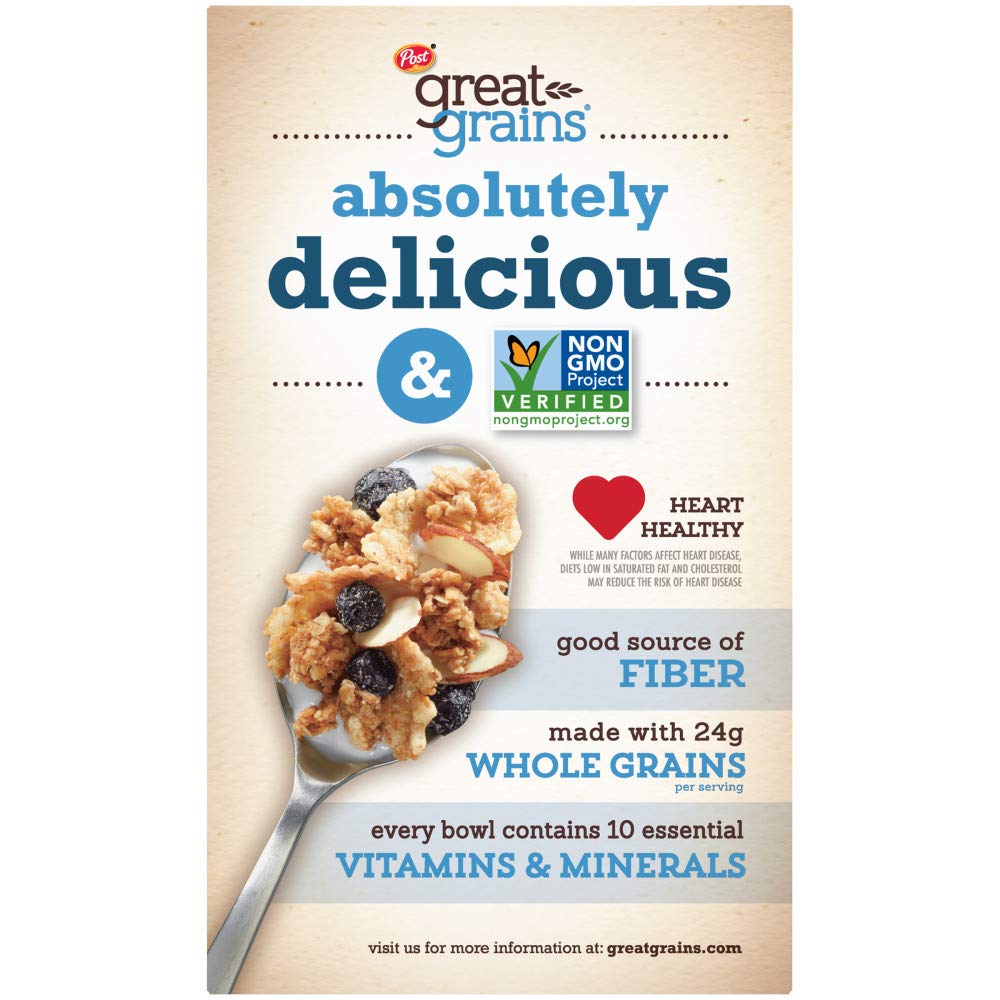 Post Great Grains Blueberry Morning Breakfast Cereal, Non GMO Project