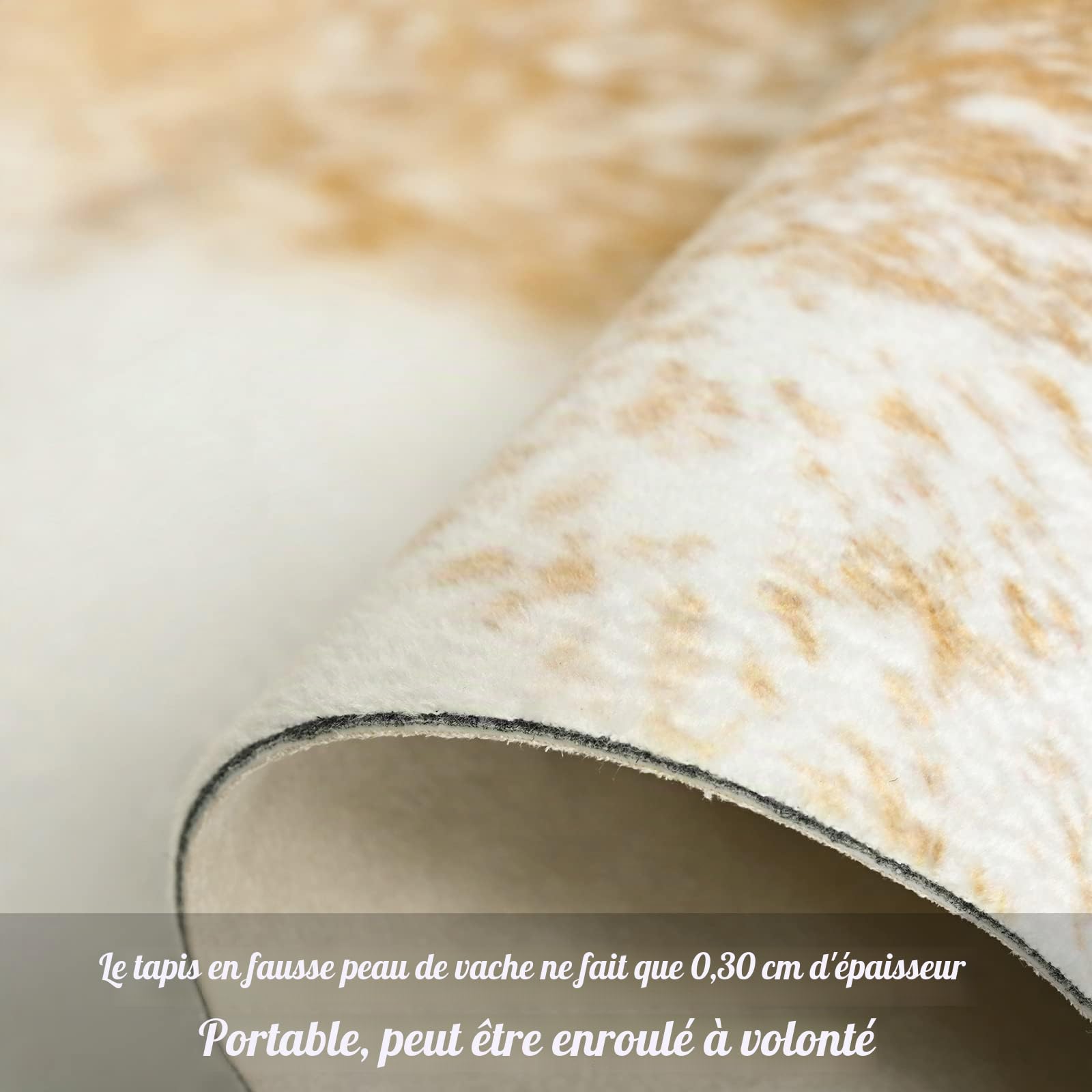 Tapis en peau de vache lavable pour salon, grand tapis antidérapant imprimé vache pour chambre à coucher, bureau, cuisine, cheminée, kaki
