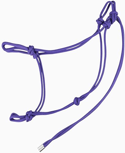 Maskology Halter de cuerda para caballos, súper resistente, cabestrillo de entrenamiento de cuerda de caballo con 2 nudos de 14 de pulgada rígida,