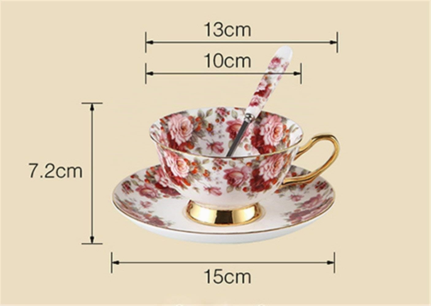 Osso Porcellana Ceramica 2 serie Tazza Di Tè Tazza Di Caffè, Fiori, Bianco E Rosso
