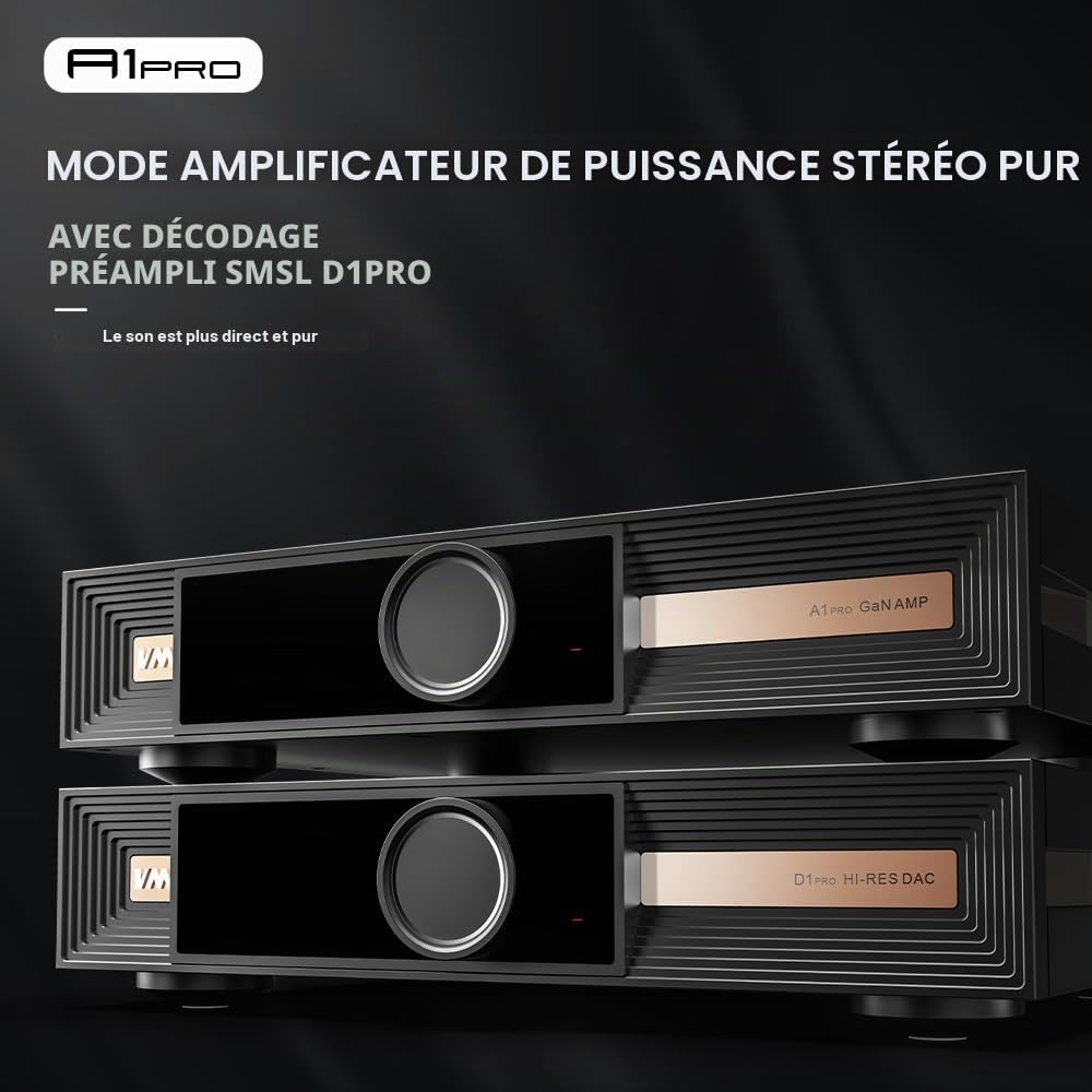 S.M.S.L Amplificateur de puissance SMSL VMV A1 PRO en nitrure de gallium Chi PGA2311 Stéréo Pure Power Am Mode XLRMooRCA Iut AMP, SNR 109 dB HiFi, GaN Power Tue, amplificateur haute résolution